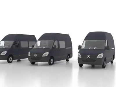 Mercedes Benz Sprinter L2H3 2009 Collection UK 3D Model Pack