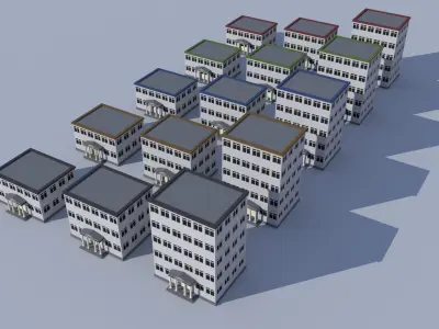 Cartoon Building Low Poly Building Commercial City Hall Low-poly 3D model