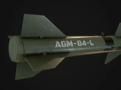 Projectile game ready model military missile Low-poly 3D model