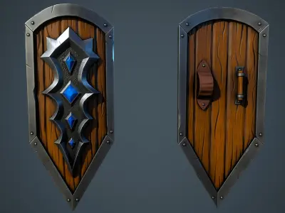 Stylized Fantasy Weapons - Shields Low-poly 3D model