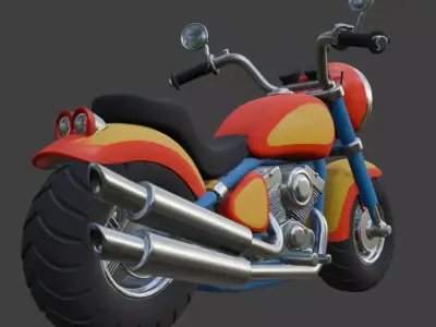 Cartoon Red Motorcycle 3D Model 3D model shop