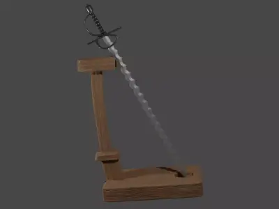 Flamberge sword Low-poly 3D model purchase