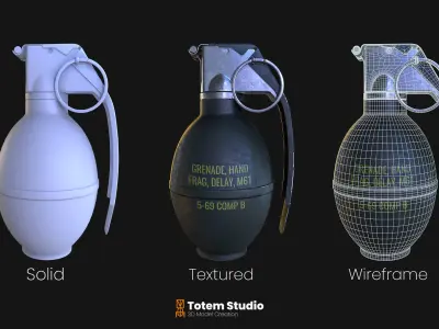 M61 Frag Grenade Low-poly 3D model