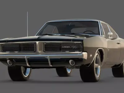 1969 Dodge Charger RT 3D Model  American Muscle Icon 3D model