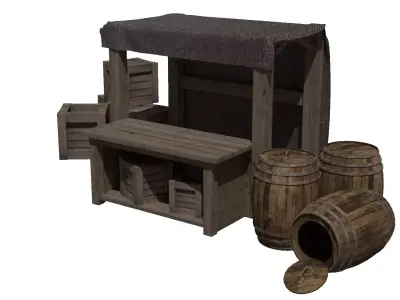 Medieval marketplace 1 3D model