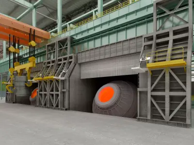 Steel plant furnace 3D model