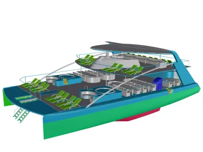 Yacht Catamaran - Tour Boat Low-poly 3D model