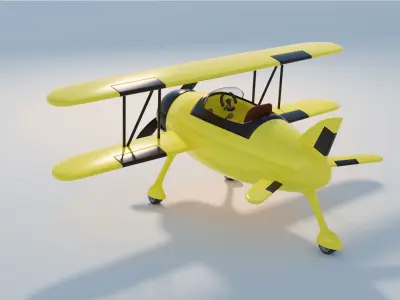 Cartoon Style PLane Low-poly 3D model