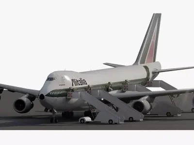  1970s Boeing 747-143 with interior 3D model