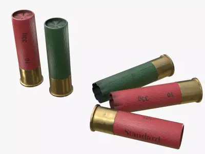 Generic 12 gauge shotgun shells Free low-poly 3D model
