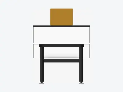 Desk - Double - Officetec - Modela - Linear - Fixed Height Low-poly 3D model