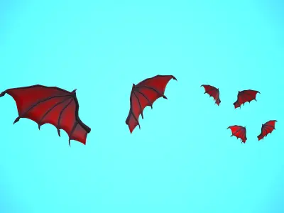 DEMON WINGS CARTOON STYLIZED REALISTIC Low-poly 3D model
