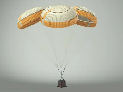 Subscale Parachute Triple with Cargo Yellow 3D model