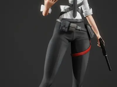 Stylized Strictly Dressed Girl  Character  Low-poly 3D model