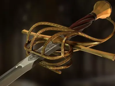 Rapier sword Low-poly 3D model