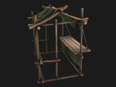 Market Stall Military Tent Low-poly 3D model