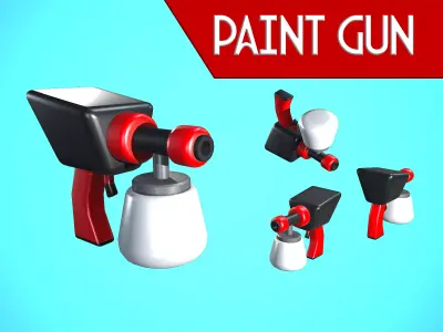 PAINT GUN CARTOON STYLIZED Low-poly 3D model