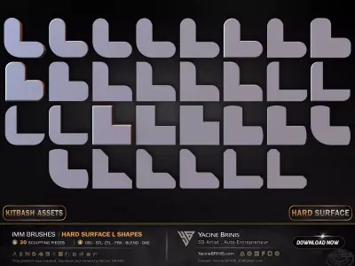 30 Hard Surface IMM L Shapes Low-poly 3D model