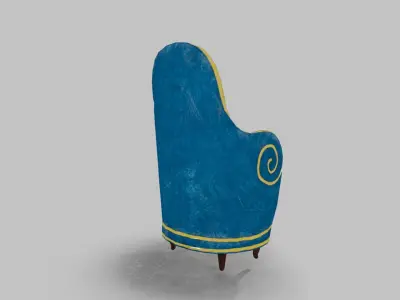 Armchair lowpoly gameplay ready art nouveau Low-poly 3D model