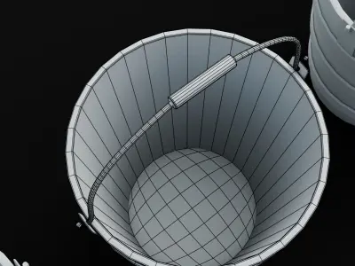 Wooden Bucket - Medieval Style Water Bucket Low-poly 3D model
