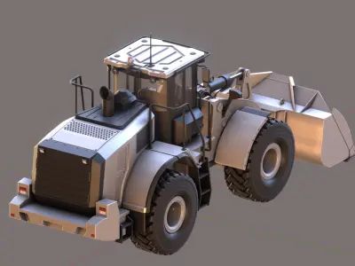 Wheel Loader White Low-poly 3D model