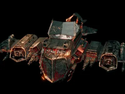 Steampunk Aircraft Low-poly 3D model