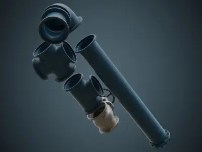 Industrial Pipes 6B Low-poly 3D model