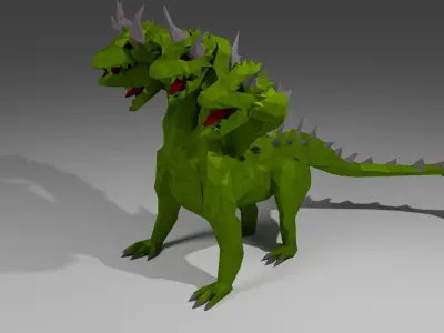  Hydra Water dragon monster Sea Mythical Giant serpent Rigged Free low-poly 3D model