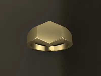Signet Hexagon Ring Band Mix Size 5 6 7 8 9 10 3D print model