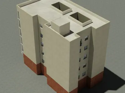Building apartment Low-poly 3D model shop