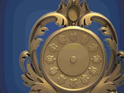 Carved clock for 3D printing and CNC 3D print model 21