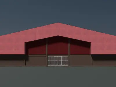 Solar roof on warehouse 24e03 3D model