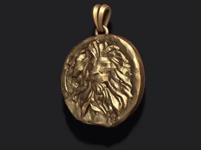 Ancient lion coin pendant 3D print model purchase
