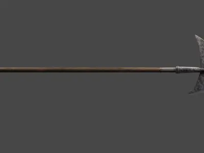 halberd medieval melee weapon Low-poly 3D model