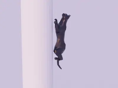 Black cat rigged animated character Free low-poly 3D model
