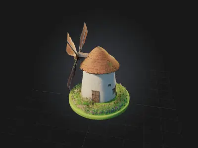Cartoon Windmill Low-poly 3D model purchase