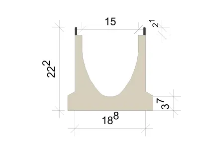 Concrete Trench Drain System V150 2000mm with Slotted Grate Modu 3D model