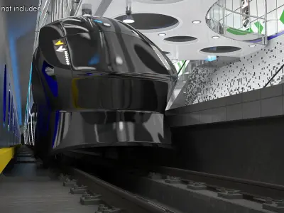 Futuristic Passenger Train Grey 3D model