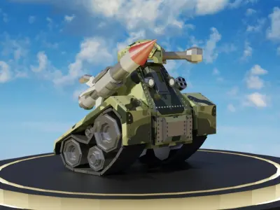 Low Poly Tank With Missile Low-poly 3D model