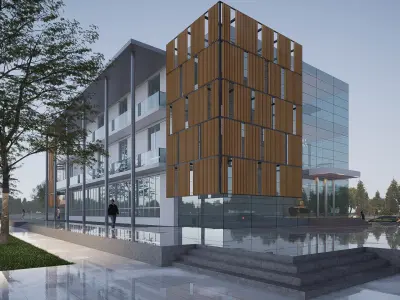 modern realistic building Low-poly 3D model