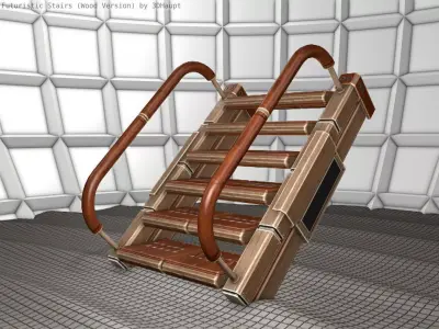 Wood Stairs Construction Element 6  Low-poly 3D model