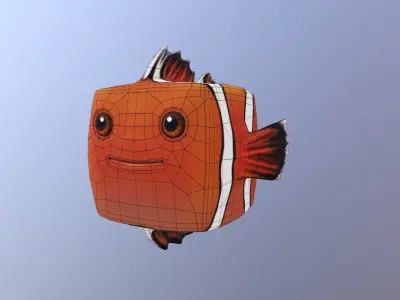 Cubey Fish Pet - Ocellaris clownfish Free low-poly 3D model