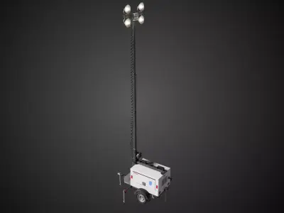  Portable Floodlight Generator Trailer Industrial Prop Low-poly 3D model