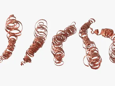 Spiral Copper Shavings from Lathe Operation 3D model