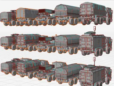 Russian Military Kamaz Truck APC Grad Command Tanker Vehicle Low-poly 3D model