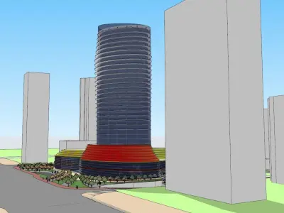 SU model of the curved building of the daily office building 3D model