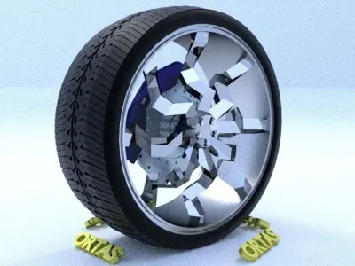 ORTAS CAR RIM 45 GAME READY RIM TIRE AND DISC 3D model