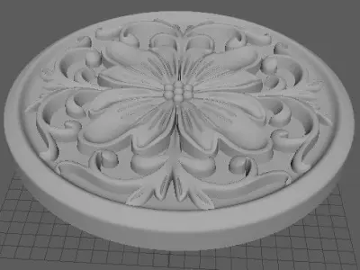 rosette ornately carved ornament 3D model