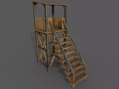 Wooden Guard Tower 3D model Low-poly 3D model