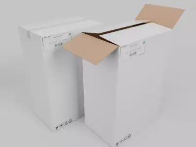 White Cardboard Box R-469 - Rigged and Customizable Low-poly 3D model